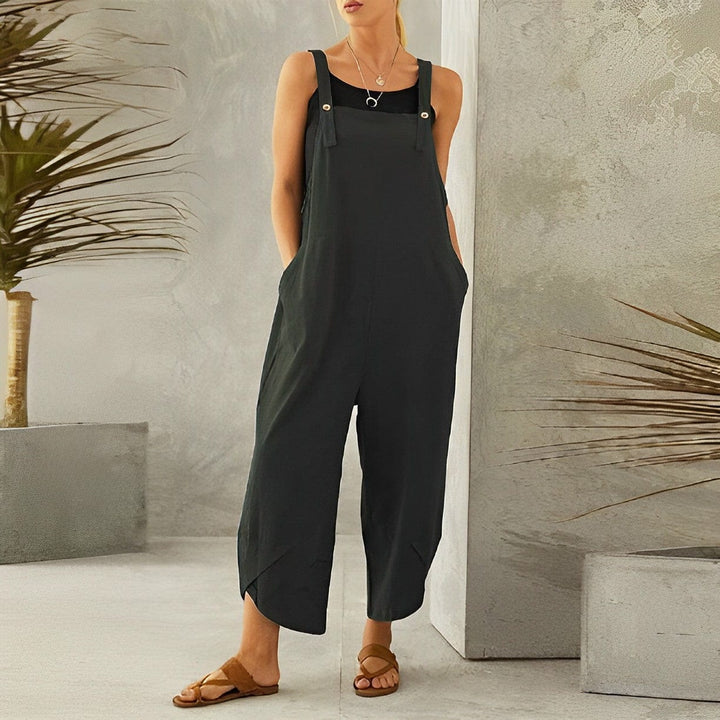 Dames casual zomer salopette van katoen, oranje, verstelbare bandjes, comfortabele en stijlvolle look voor de zomer.