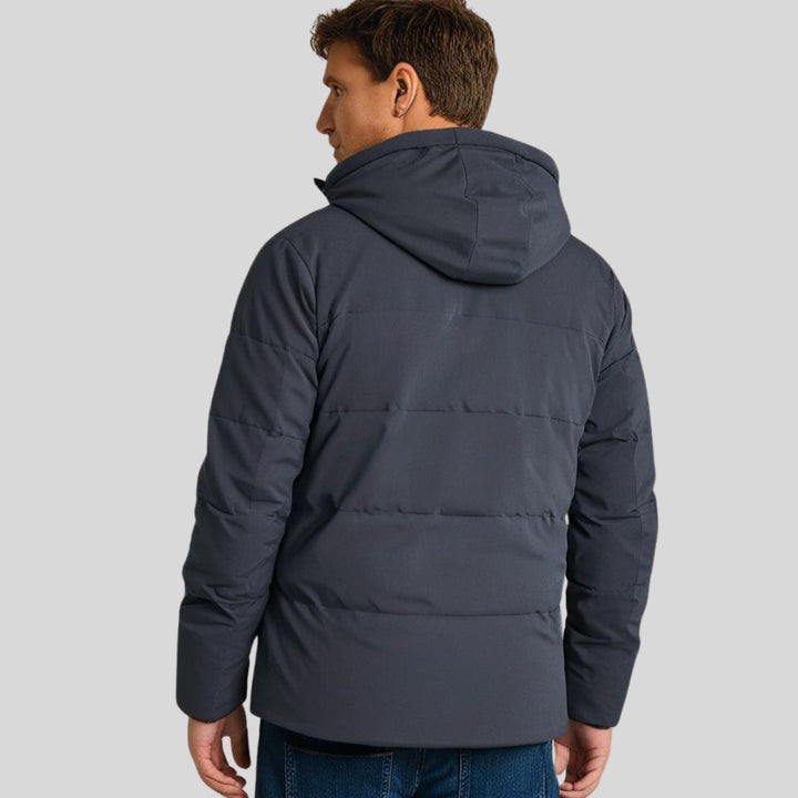 Herenjas ThermoMax, casual stijl, windbreaker met capuchon, zwart, met functionele zakken en warme fleecevoering