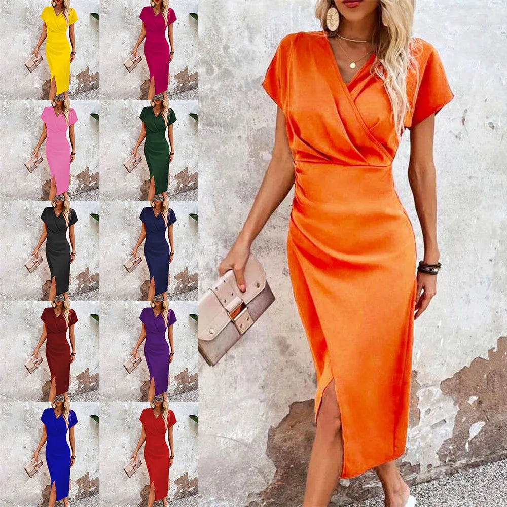 Maggiena casual mini jurk voor dames met V-hals, ideaal voor de zomer, met een speels design en comfortabele pasvorm.