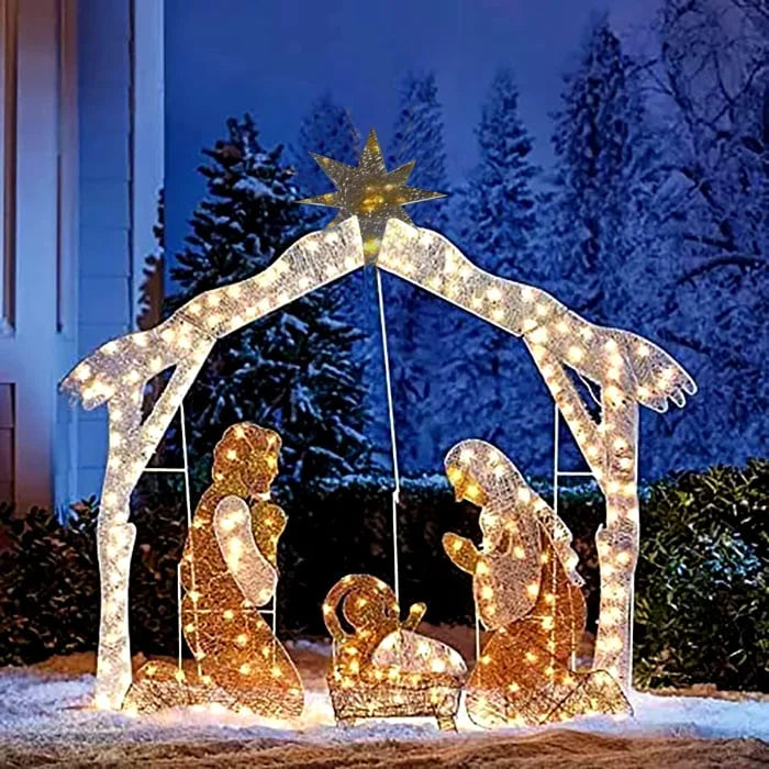 Weerbestendig LED Heilige Familie kerst decoratie tuinornament voor buiten.