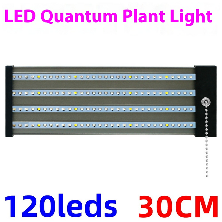 LED plantenlamp met volledig spectrum verlichting, energiezuinige technologie, ideaal voor binnenplanten, met trekschakelaar.