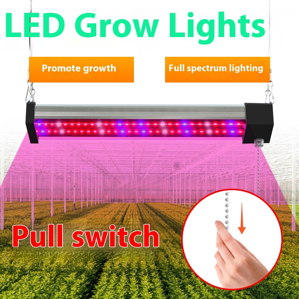 LED plantenlamp met volledig spectrum verlichting, energiezuinige technologie, ideaal voor binnenplanten, met trekschakelaar.