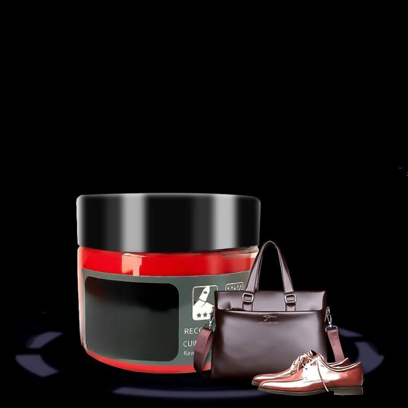 Lederreparatiebalsem voor glad leer, diepgaande verzorging, voor- en na-effect, revitaliseert vervaagd leer.