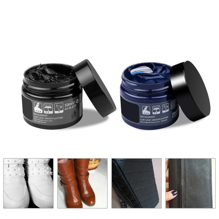 Lederreparatiebalsem voor glad leer, diepgaande verzorging, voor- en na-effect, revitaliseert vervaagd leer.