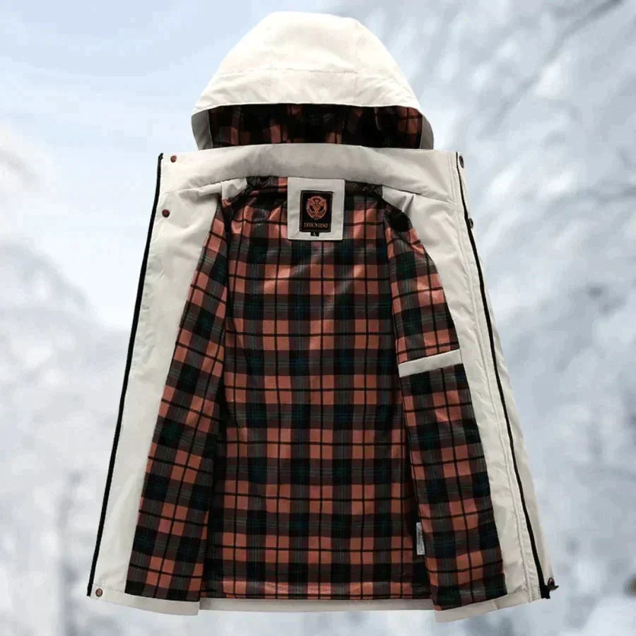 Modieuze waterdichte herenjas, hip-length parka voor de winter, combineert stijl met comfort.