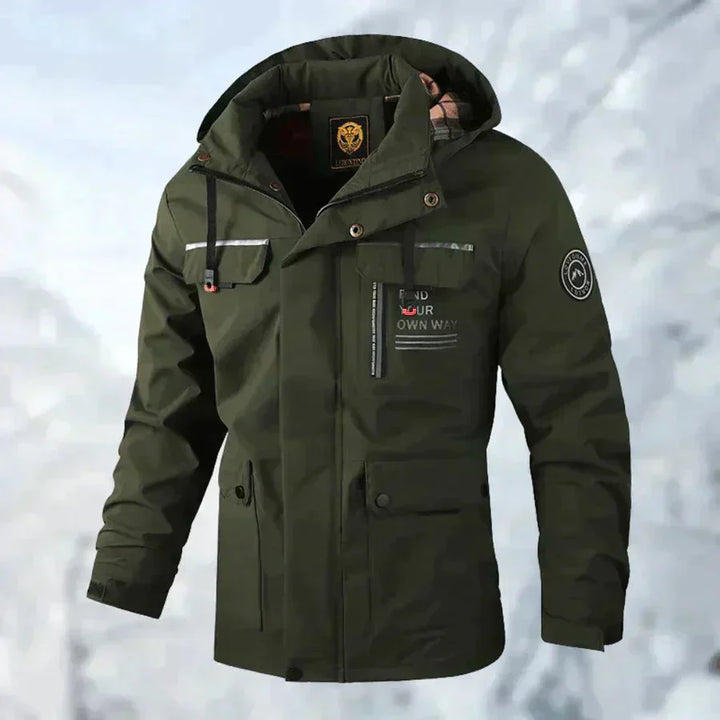 Warme en duurzame heren winterjas van Deqalli, waterdichte parka voor stijlvolle mannen.
