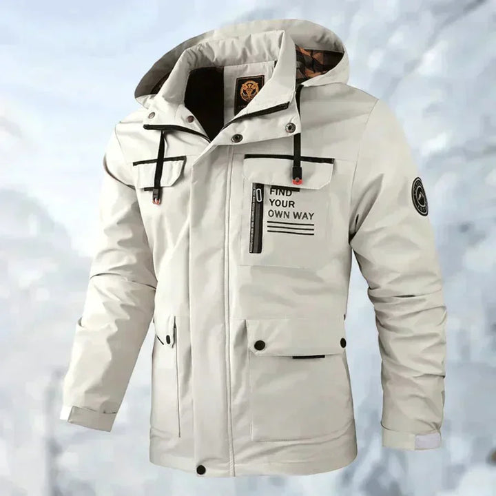 Comfortabele Legend winterjas voor heren, met afneembare capuchon en waterdichte stof.