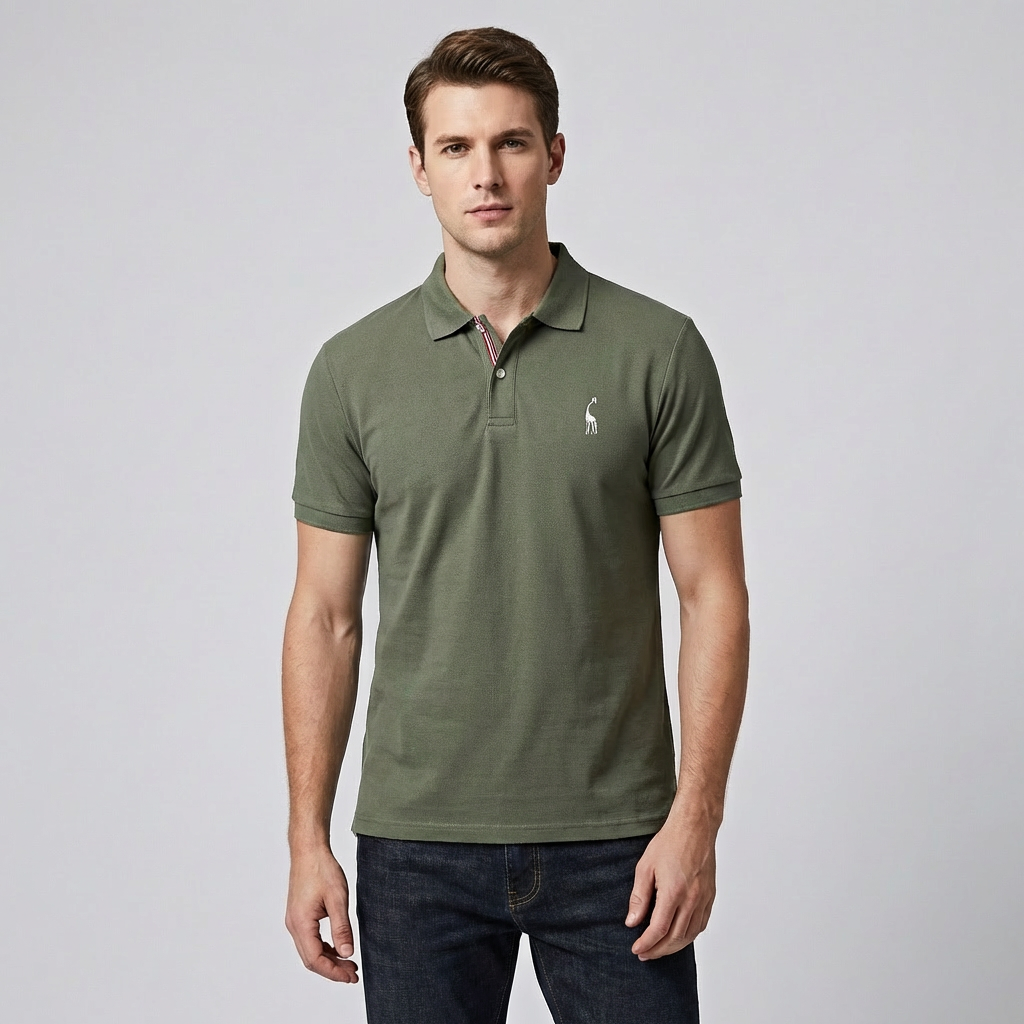 Zwart heren poloshirt met korte mouwen, ideaal voor een comfortabele zomerse outfit.