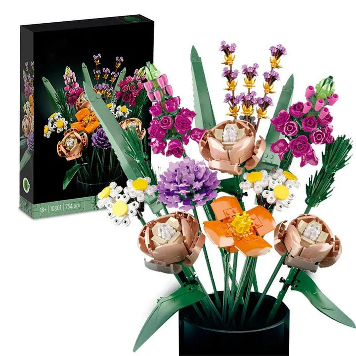 LEGO boeket bouwpakket: Kleurrijke bloemen van LEGO stenen voor individueel en creatief spel, ideaal voor kinderkamerdecoratie.