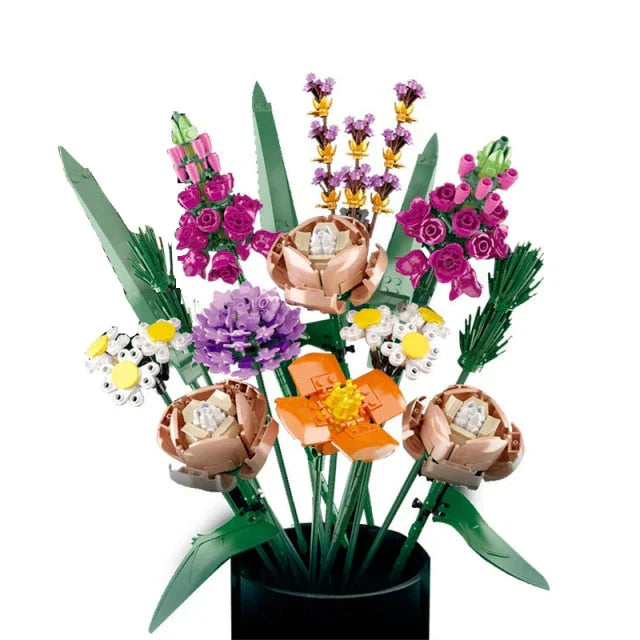 LEGO boeket bouwpakket: Kleurrijke bloemen van LEGO stenen voor individueel en creatief spel, ideaal voor kinderkamerdecoratie.