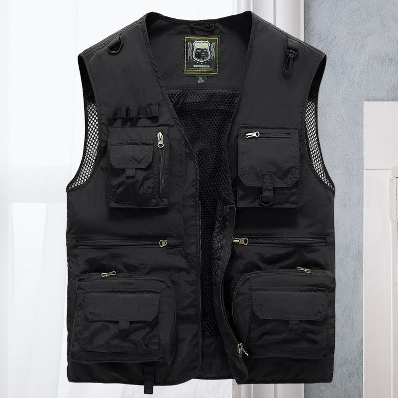 Lichtgewicht heren outdoorvest, ademend, met meerdere praktische zakken, ideaal voor avontuur en vrije tijd.