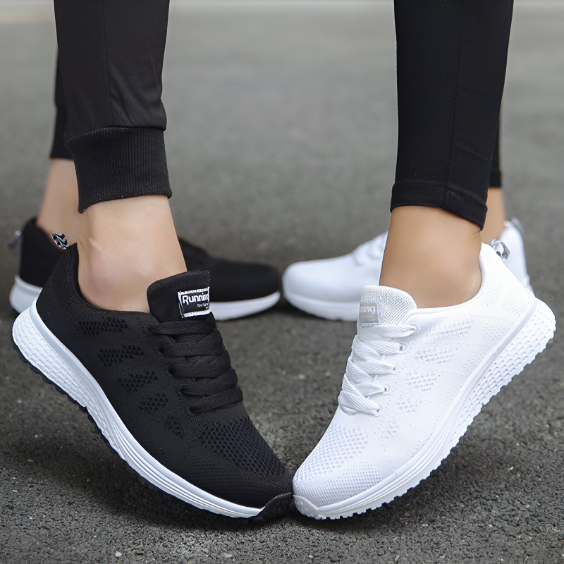 Lichte orthopedische sportschoenen voor dames, ideaal voor sport en vrije tijd, in wit met stijlvol design en optimaal comfort.
