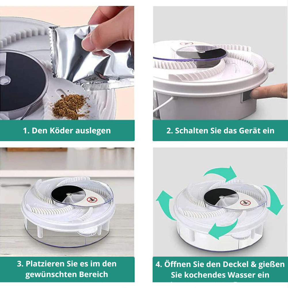 Stille, effectieve vliegenval voor binnen, met lokaasstations, niet-toxisch. Perfect voor insectenvrije zomeravonden.