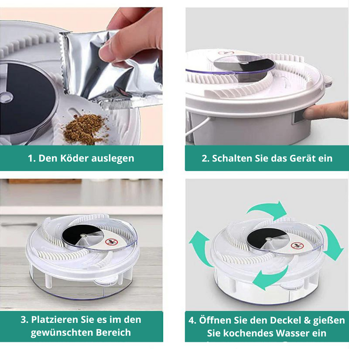 Stille, effectieve vliegenval voor binnen, met lokaasstations, niet-toxisch. Perfect voor insectenvrije zomeravonden.