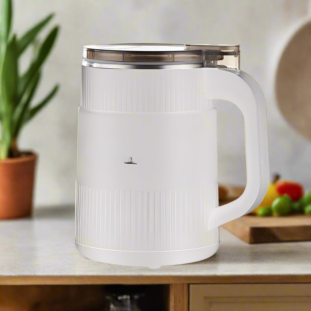 Krachtige roestvrijstalen graanmolen, maalt granen tot fijn meel, met modern design, ideaal voor de keuken.