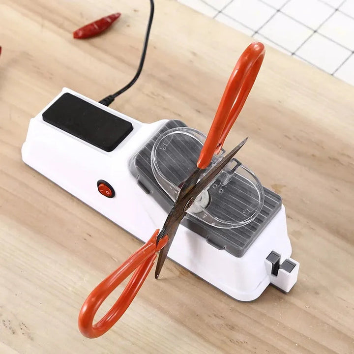 Krachtige USB-messenslijper, elektrisch, praktisch voor keukenmessen, grijze behuizing, innovatieve technologie