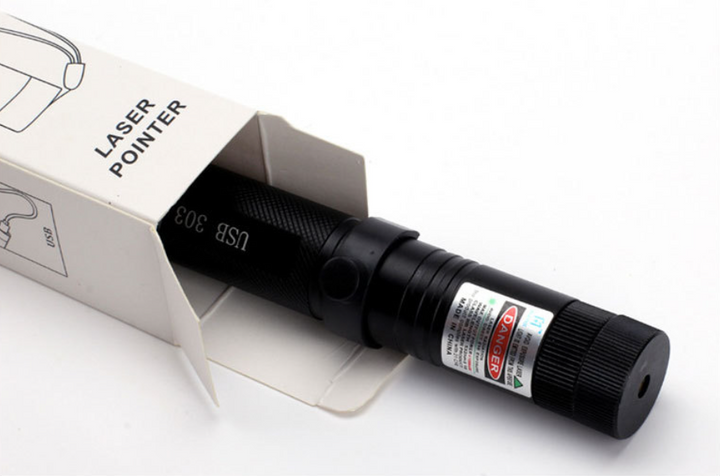 Krachtige, oplaadbare laserpointer voor lange afstanden met aluminium behuizing en variabele kleuren: Groen, Rood, Paars