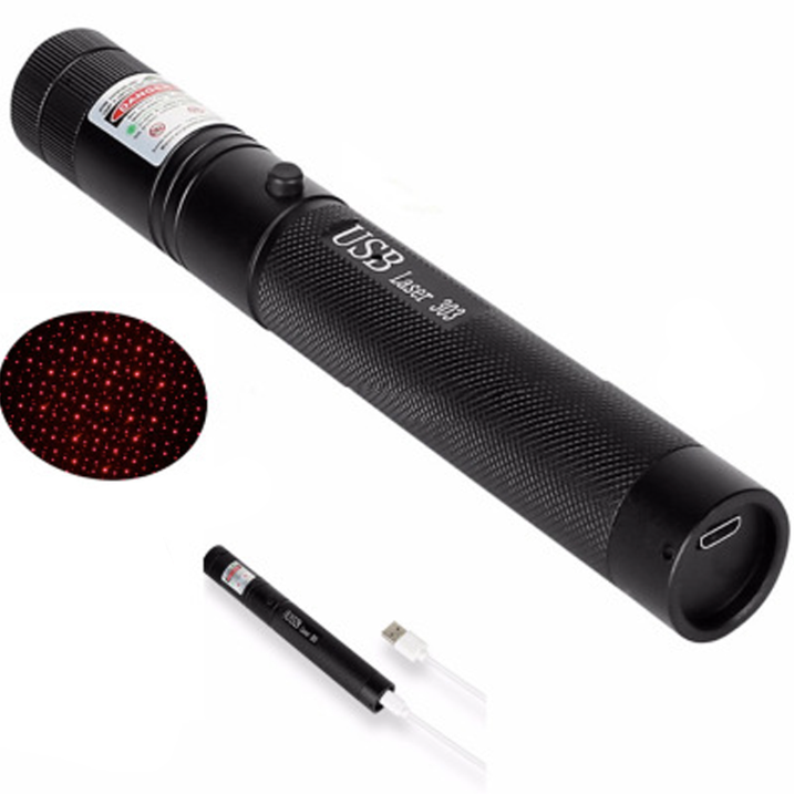 Krachtige, oplaadbare laserpointer voor lange afstanden met aluminium behuizing en variabele kleuren: Groen, Rood, Paars