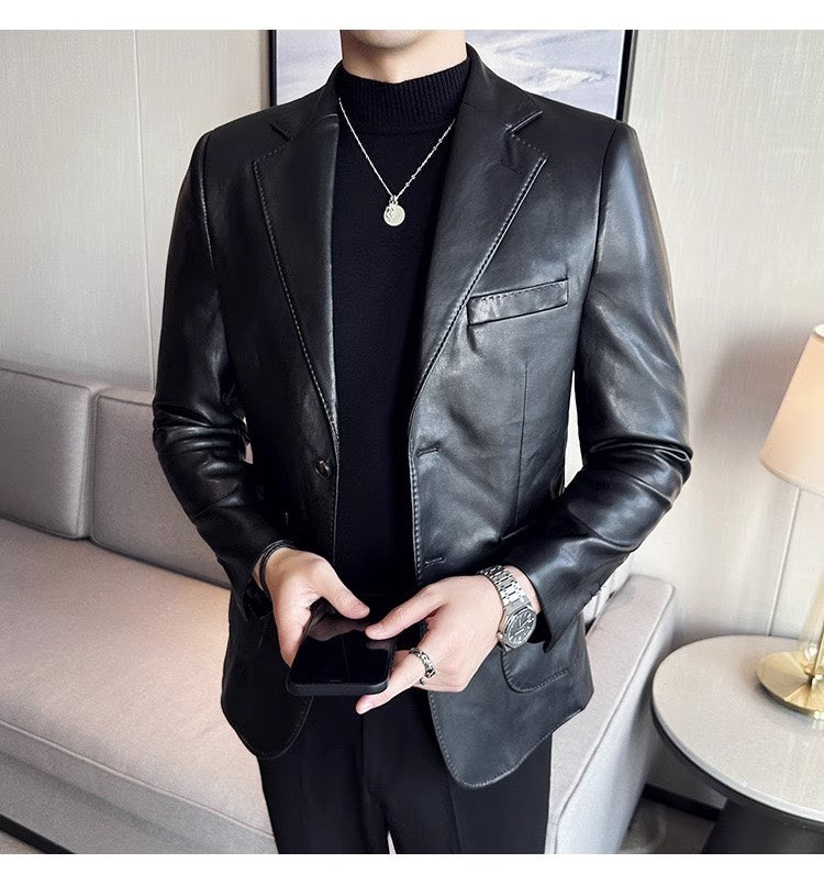 Bruine leren heren blazer Maverik met comfortabele regular fit, ideaal voor stijlvolle herenmode.