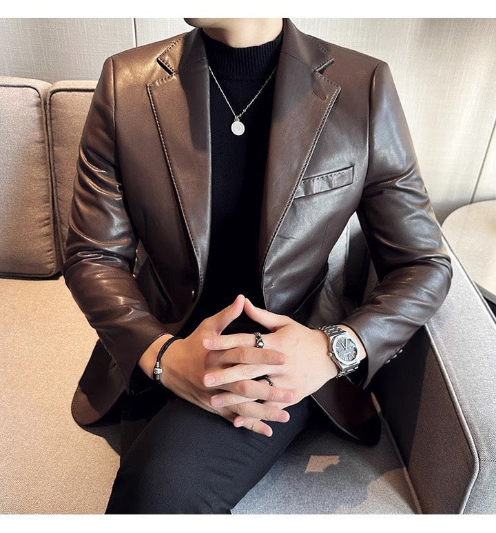 Moderne leren blazer Maverik voor heren, duurzame kwaliteit met een tijdloze en elegante uitstraling.