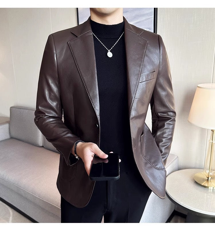 Heren leren blazer Maverik, een klassieke jas met een stijlvolle pasvorm voor elke gelegenheid.