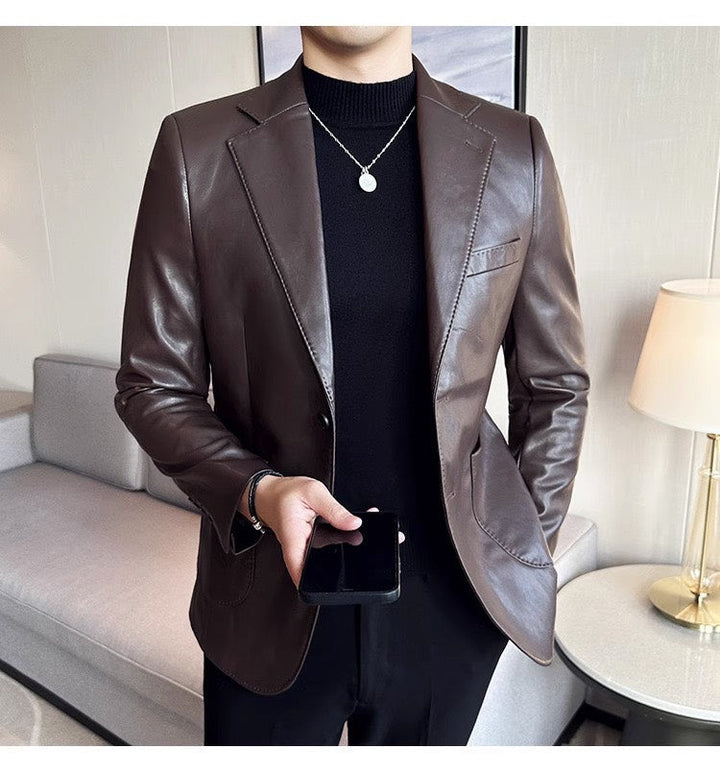 Heren leren blazer Maverik, een klassieke jas met een stijlvolle pasvorm voor elke gelegenheid.