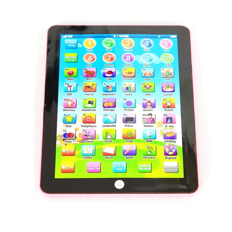 Interactieve kindertablet, 7,5 inch met kleurrijk display, interactieve geluiden en robuuste ABS-behuizing, ideaal voor peuters.