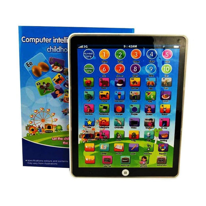 Interactieve kindertablet, 7,5 inch met kleurrijk display, interactieve geluiden en robuuste ABS-behuizing, ideaal voor peuters.
