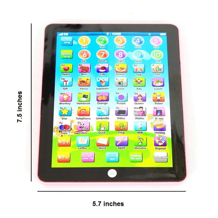 Interactieve kindertablet, 7,5 inch met kleurrijk display, interactieve geluiden en robuuste ABS-behuizing, ideaal voor peuters.