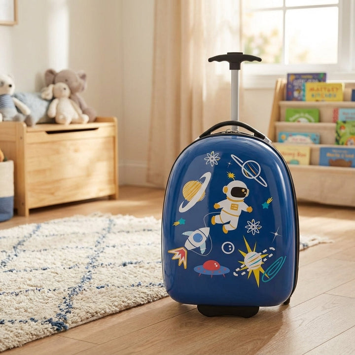 Lichtgewicht kinder rolkoffer met verstelbaar handvat, ideaal voor reizen en vakantie. Duurzame kinderreiskoffer.