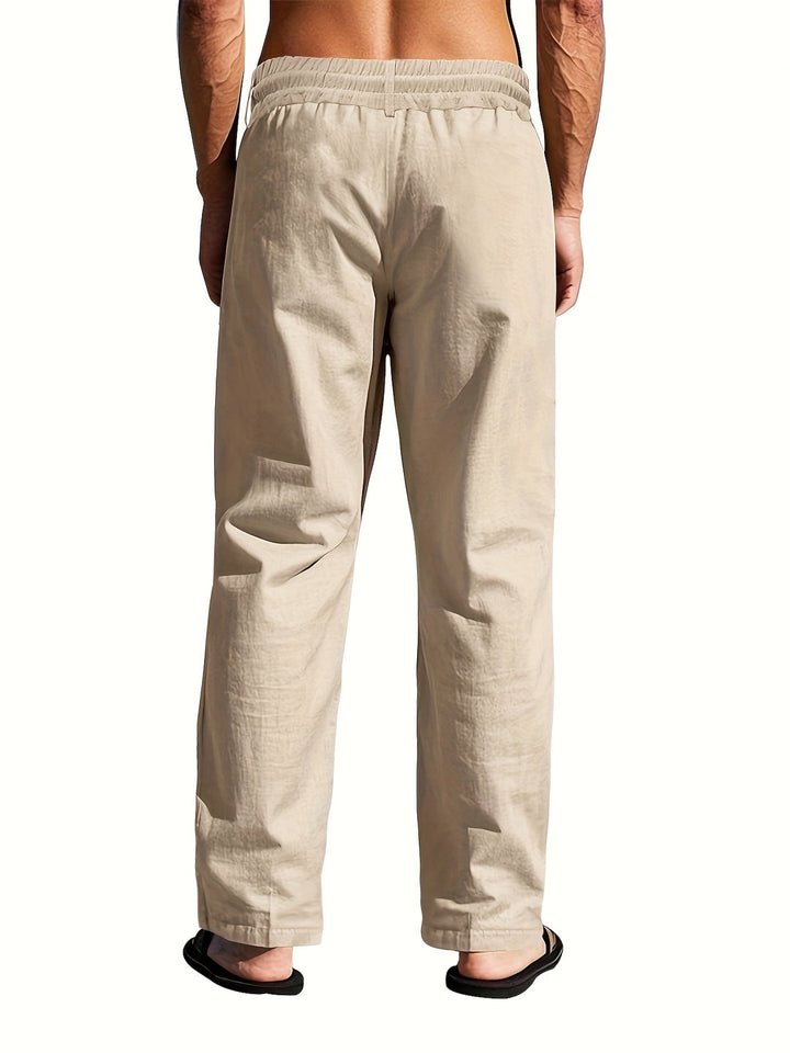 Casual herenbroek van ademend linnen, geschikt als zomerbroek, strandbroek of relaxte mode.