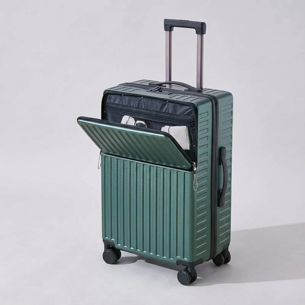 Stijlvolle Travelift reiskoffer met voorvak, duurzaam en geschikt als handbagage.
