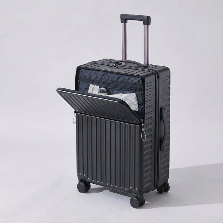 Ergonomische Travelift trolley met uitschuifbare handgreep en voorvak, comfortabel op reis.
