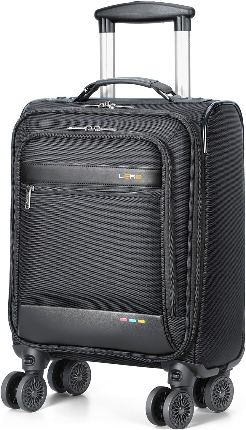 Lichtgewicht uitbreidbare handbagage koffer met soepele wieltjes, ideaal voor compact reizen.