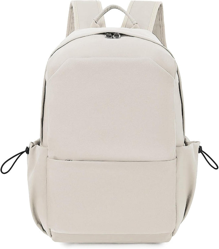 Functionele beige tas voor werk en studie, met meerdere compartimenten voor al je benodigdheden.