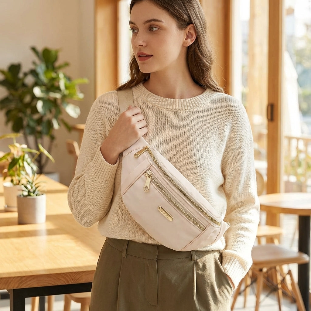 Lichtgewicht unisex nylon heuptas, ideaal voor reizen en dagelijks gebruik van essentials.
