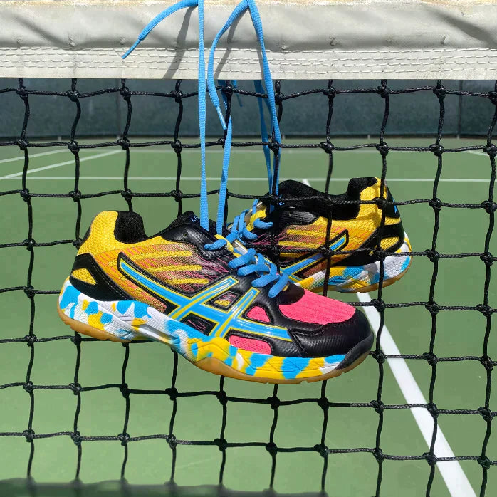 Paarse dynamische sportschoenen, lichtgewicht en ademend, ideale keuze voor comfort en stijl, perfect voor heren workout.