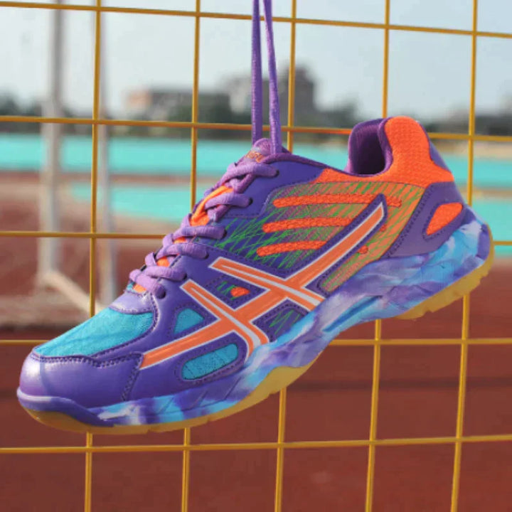 Paarse dynamische sportschoenen, lichtgewicht en ademend, ideale keuze voor comfort en stijl, perfect voor heren workout.