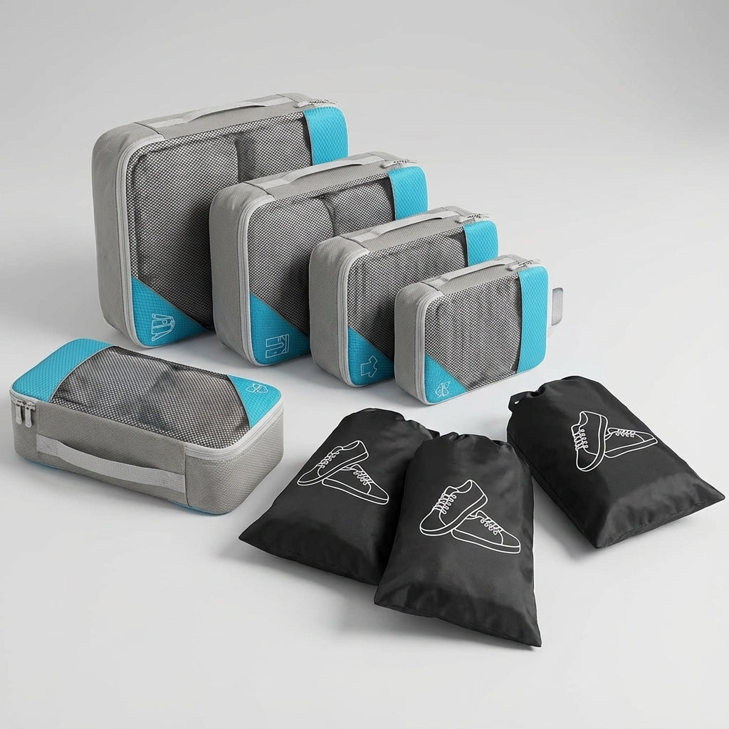 Diverse LiteCube packing cubes voor efficiënt inpakken. Deze koffer organizers houden je kleding netjes op reis.