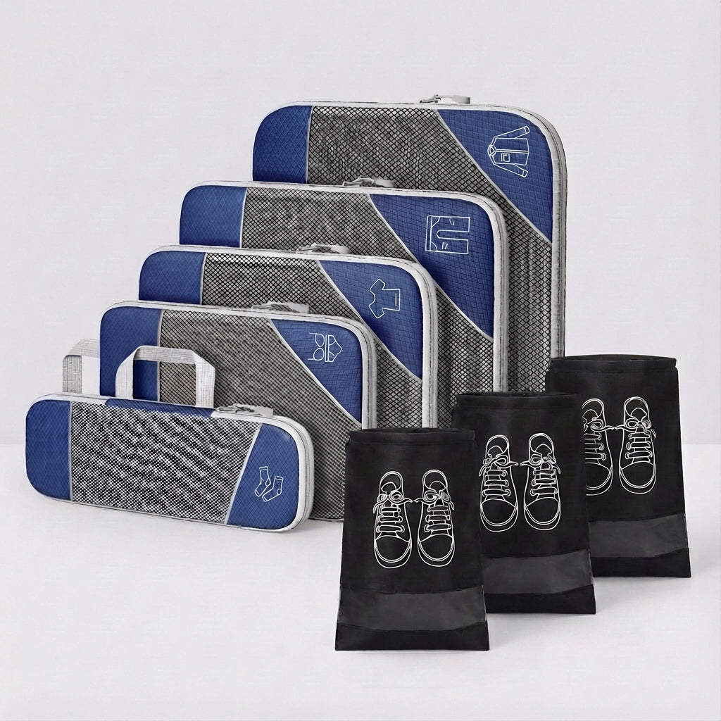 Detailfoto van duurzame LiteCube koffer organizers, essentieel voor compacte en nette bagage op elke reis.