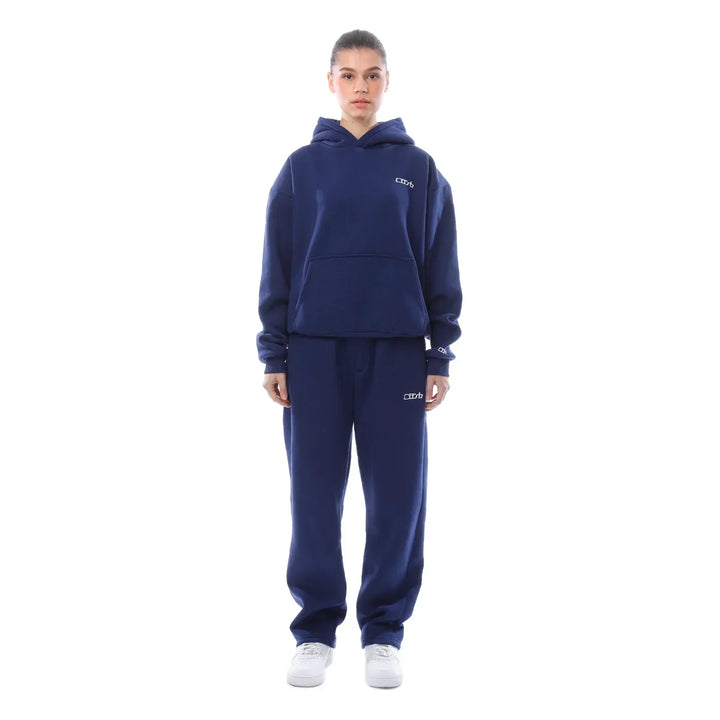 Blauwe lounge set voor dames, comfortabel en stijlvol voor thuis en onderweg.