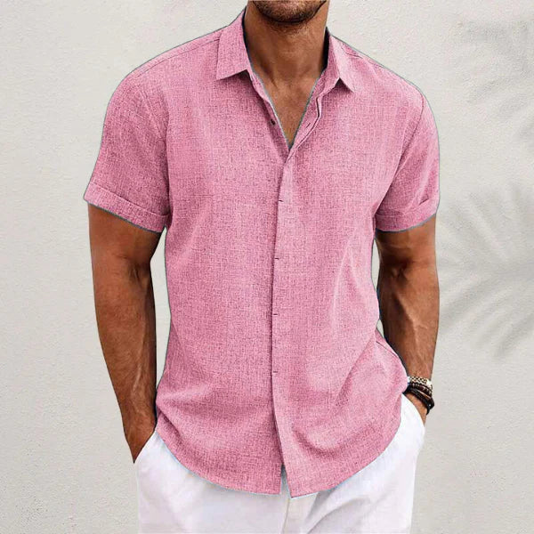 Heren linnen shirt met korte mouwen, luchtige en comfortabele zomerkleding voor elke gelegenheid.