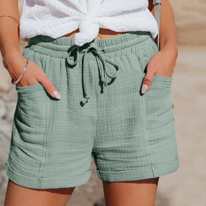 Dames zomershorts met elastische taille en losse pasvorm voor ultiem comfort. Ideaal voor warme dagen en strand.