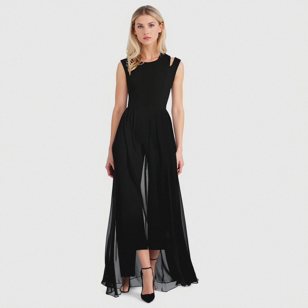 Luchtige, elegante zomerjumpsuit voor dames in zwart met flatterende pasvorm en veelzijdig design.