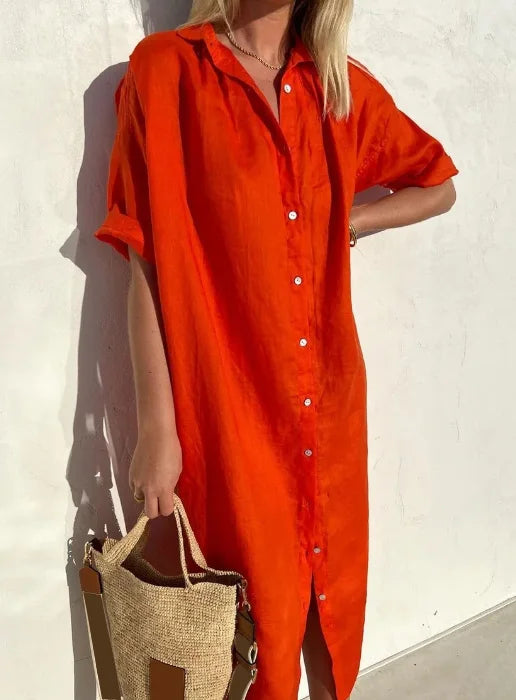Luchtige dames blousejurk in modieuze kleuren, elegant ontwerp, comfortabel en veelzijdig voor elke gelegenheid.