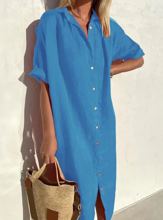 Luchtige dames blousejurk in modieuze kleuren, elegant ontwerp, comfortabel en veelzijdig voor elke gelegenheid.