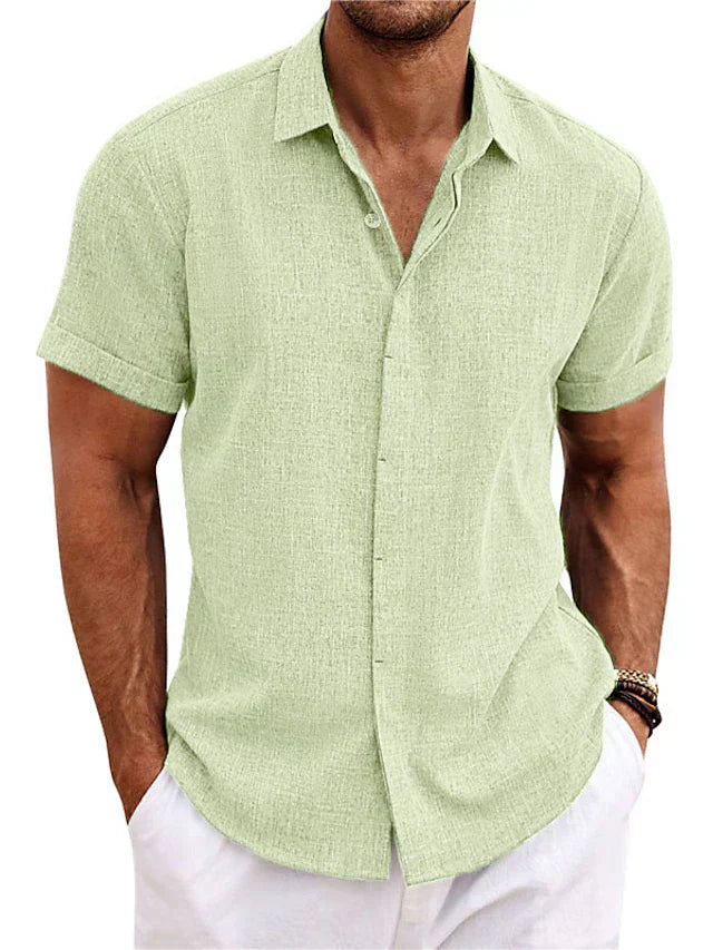 Luchtig heren zomershirt in donkergrijs, licht en stijlvol, veelzijdig voor vrije tijd en kantoor.