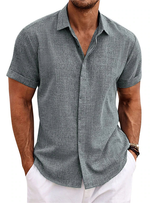 Luchtig heren zomershirt in donkergrijs, licht en stijlvol, veelzijdig voor vrije tijd en kantoor.