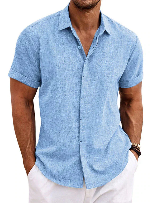Luchtig heren zomershirt in donkergrijs, licht en stijlvol, veelzijdig voor vrije tijd en kantoor.