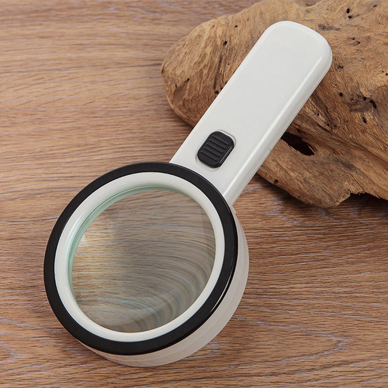 Vergrootglas met 30x vergroting, groot glas, twaalf LED-lampen, seniorenvriendelijk, gedetailleerde weergave.